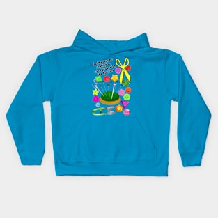 Daddy says no sewing so can I play with the buttons Kids Hoodie